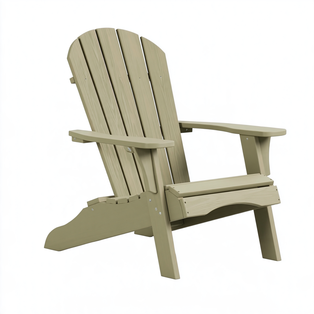 Fauteuil de jardin Adirondack 98 x 76 x 92 cm en plastique beige effet bois avec accoudoirs
