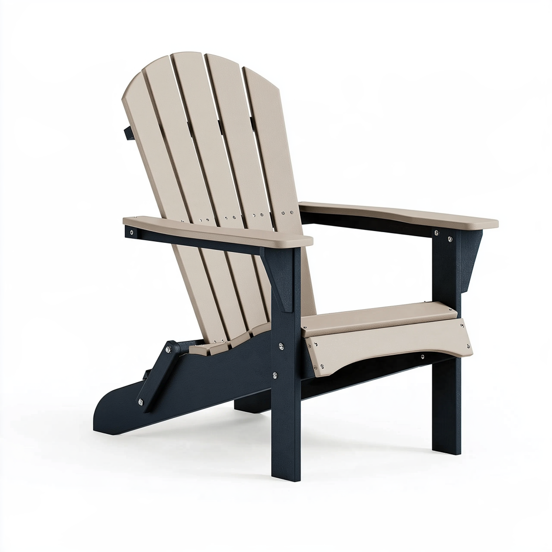 Fauteuil de jardin Adirondack 82 x 94 x 98 cm en matériau synthétique beige et noir à dossier incliné