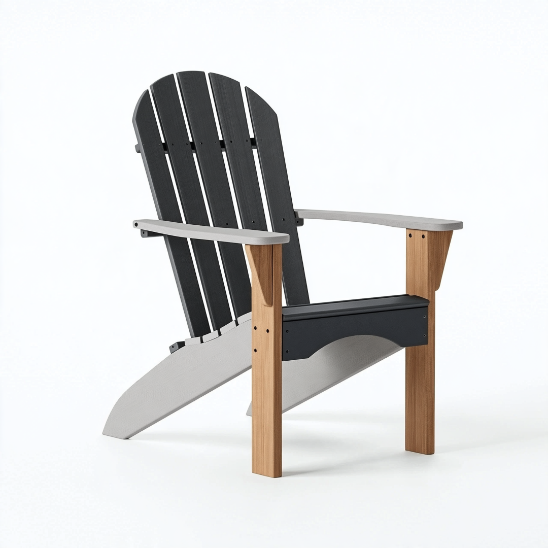 Fauteuil Adirondack 75 x 90 x 98 cm en bois noir gris et naturel pour extérieur