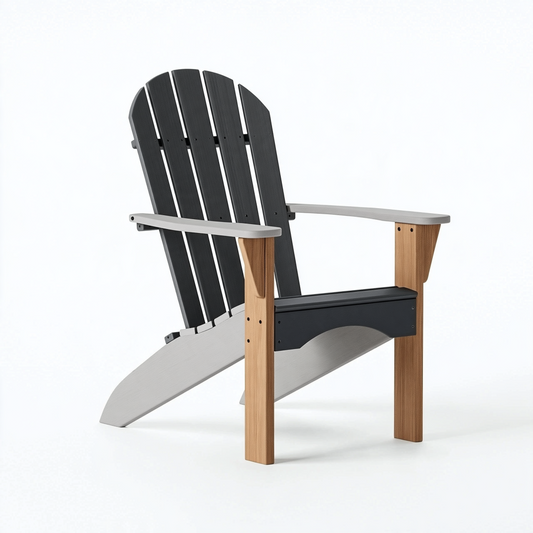 Fauteuil Adirondack 75 x 90 x 98 cm en bois noir gris et naturel pour extérieur