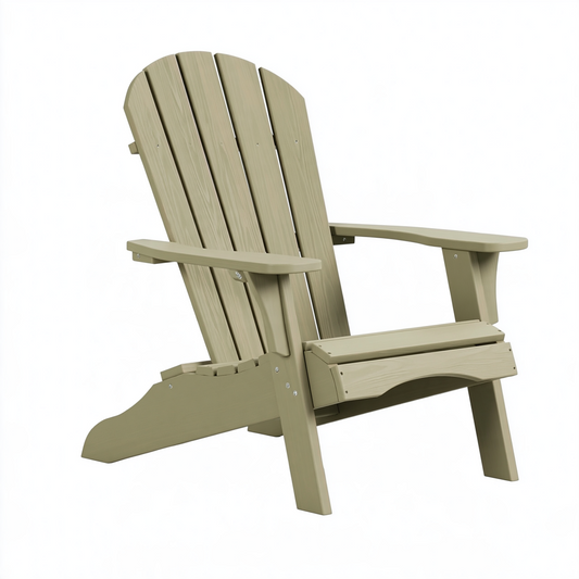 Fauteuil de jardin Adirondack 98 x 76 x 92 cm en plastique beige effet bois avec accoudoirs