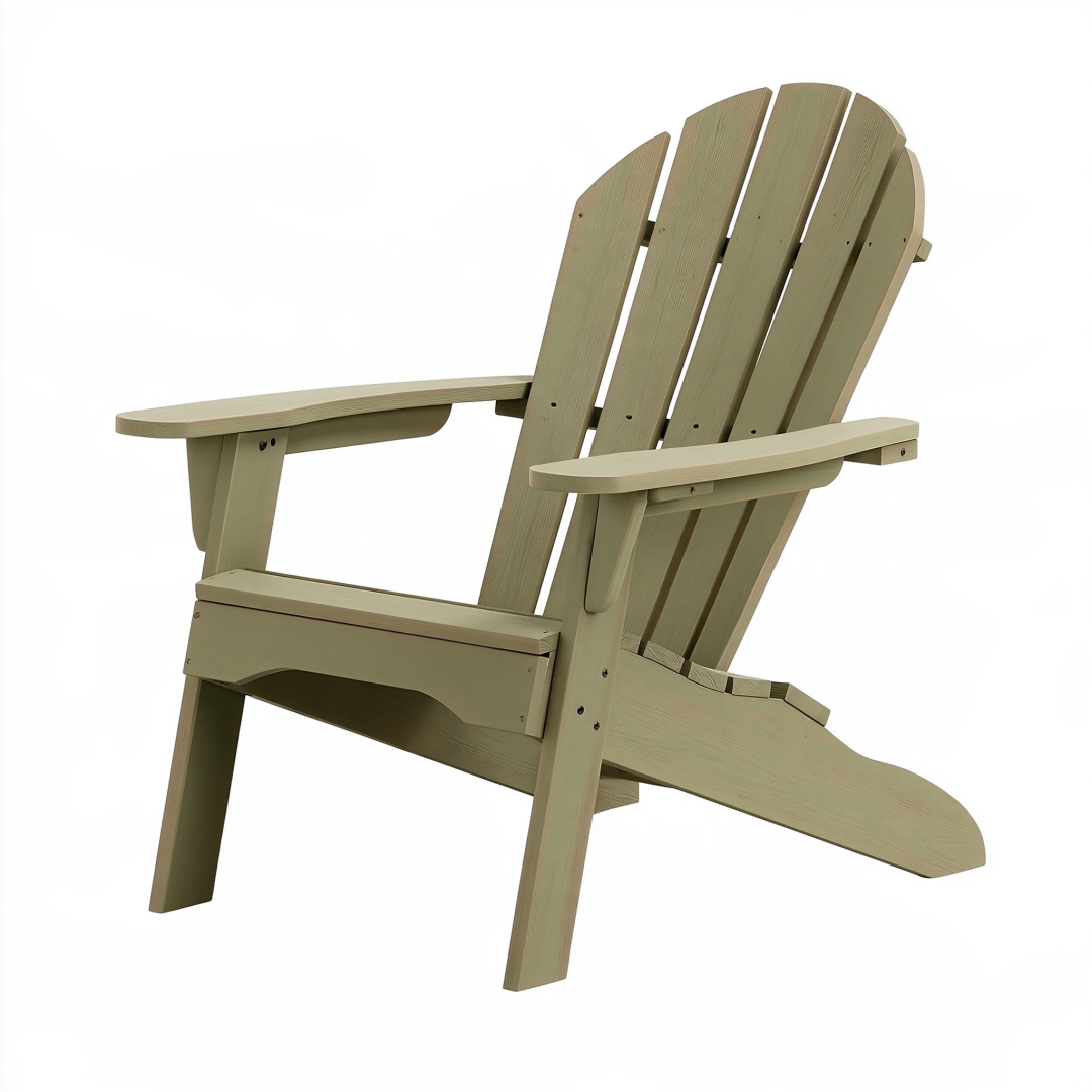 Fauteuil de jardin Adirondack 82 x 76 x 96 cm en bois vert kaki - dossier incliné et accoudoirs