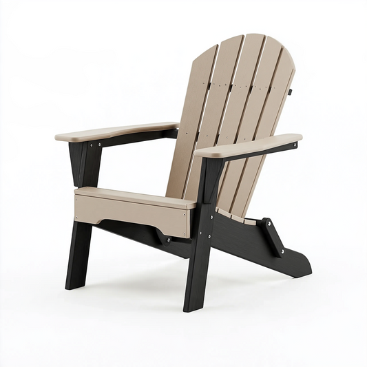 Fauteuil de jardin Adirondack 83 x 79 x 98 cm en plastique HDPE beige et noir pliable