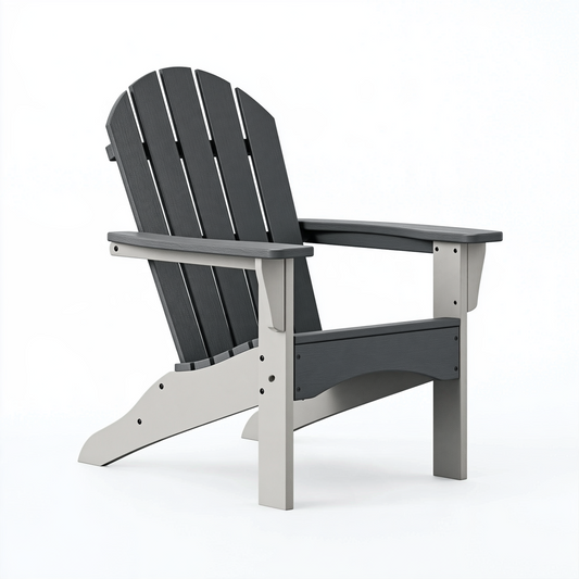 Fauteuil de jardin 79 x 88 x 98 cm en plastique gris anthracite style Adirondack