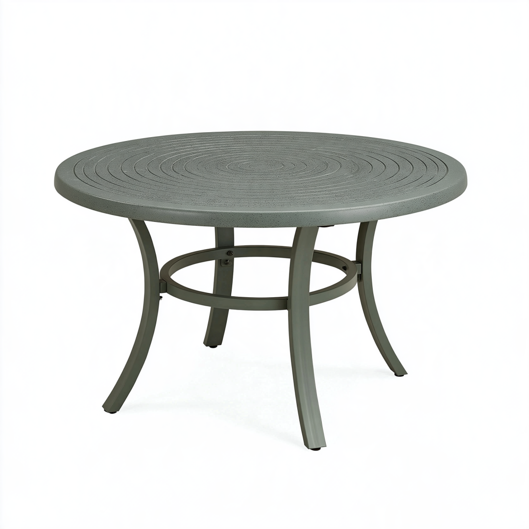 Table de jardin ronde 100 cm métal et plastique vert kaki style contemporain