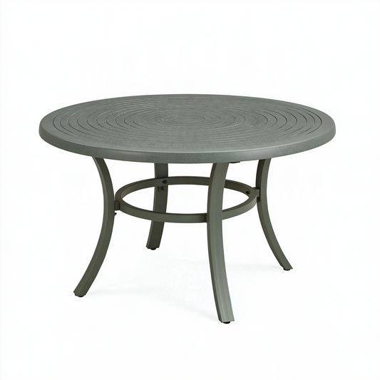 Table de jardin ronde 100 cm métal et plastique vert kaki style contemporain